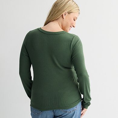 Juniors' Plus Size SO® Ribbed Long Sleeve V-Neck Top