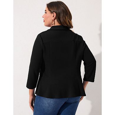 Women's Plus Size Long Sleeve Open Front Casual Blazer Work Office Cardigan Jackets
