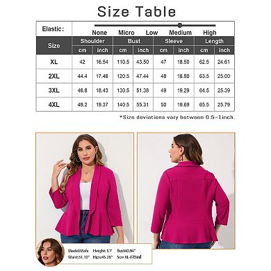 Women's Plus Size Long Sleeve Open Front Casual Blazer Work Office Cardigan Jackets