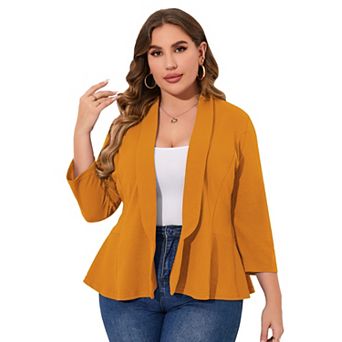 Women's Plus Size Long Sleeve Open Front Casual Blazer Work Office Cardigan Jackets