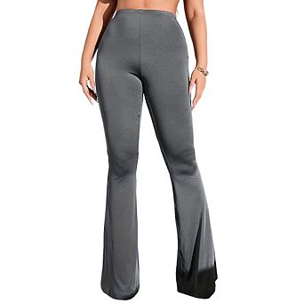 Women's Casual Straight Leg Yoga Pants Elastic Waist Ruched Long Pants Versatile Slim Flared Pants