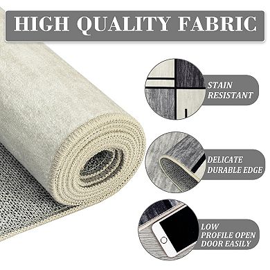 Contemporary Grid Area Rug Machine Washable Ultra Thin Stain Resistant Floor Cover for Kid's Room