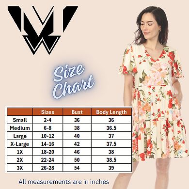 Plus Size V-Neck Tropical Flower Short Sleeve Dress