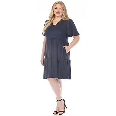 Plus Size V-Neck Short Sleeve Dress
