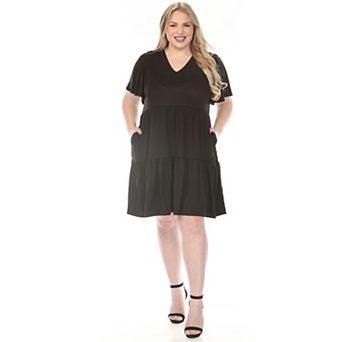 Plus Size V-Neck Short Sleeve Dress