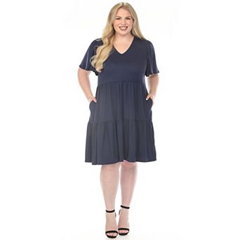 Plus Size V-Neck Short Sleeve Dress