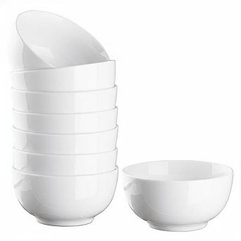 Set of 16 White Ceramic Rice Bowls,4.5-Inch Diameter,Durable and Elegant Dinnerware for Everyday Use