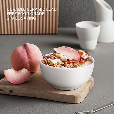 Set of 16 White Ceramic Rice Bowls,4.5-Inch Diameter,Durable and Elegant Dinnerware for Everyday Use