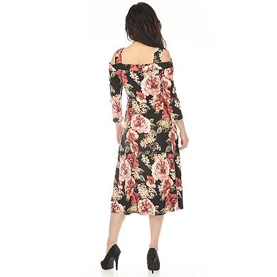 Women's Cold Shoulder 3/4 Sleeve Dress