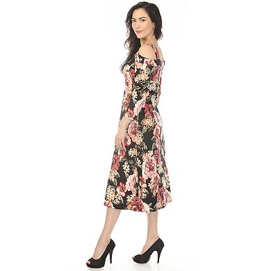 Women's Cold Shoulder 3/4 Sleeve Dress