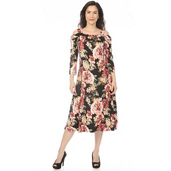 Women's Cold Shoulder 3/4 Sleeve Dress