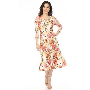 Women's Cold Shoulder 3/4 Sleeve Dress