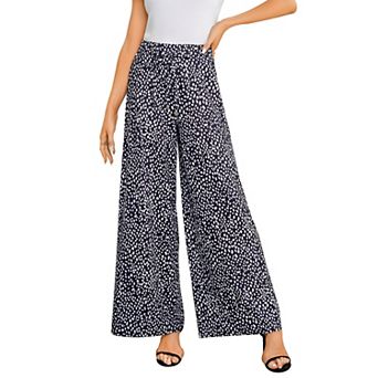 Women's Wide Leg High Waist Elastic Drawstring Flowy Lounge Trousers