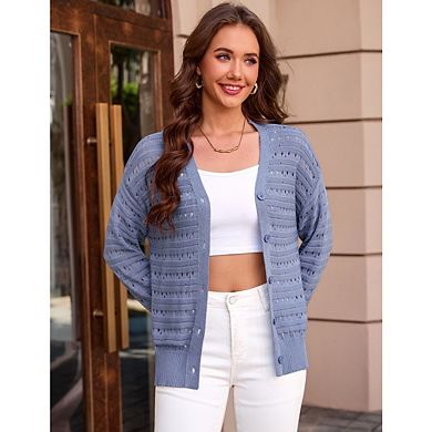 Womens Crochet Cardigan Sweater Kimonos Boho Solid Color Oversized Spring Open Front Outwear