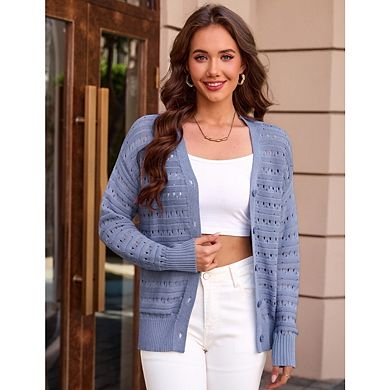 Womens Crochet Cardigan Sweater Kimonos Boho Solid Color Oversized Spring Open Front Outwear
