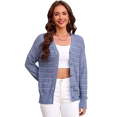 Womens Crochet Cardigan Sweater Kimonos Boho Solid Color Oversized
