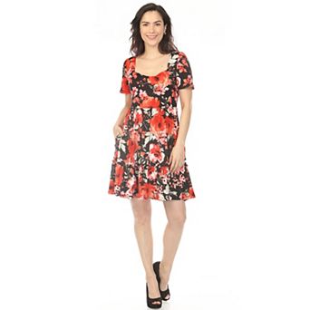 Women's Square Neck Short Sleeve Floral Dress