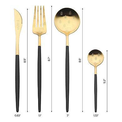 4 Piece Silverware Set,Stainless Steel Pineapple Floral Flatware Set for 1,Includes Knife Fork Spoon