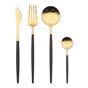 4 pc Silverware Set,Stainless Steel Pineapple Floral Flatware Set for 1,Includes Knife Fork Spoon