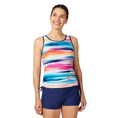 Free Country Women's Full Side Shirring Tankini Top