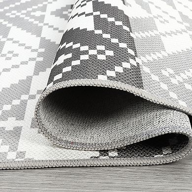 Contemporary Area Rug Machine Washable Low Pile Pet Friendly Foldable Carpet for Bathroom Entrance