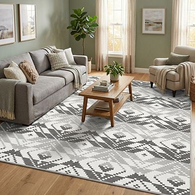 Contemporary Area Rug Machine Washable Low Pile Pet Friendly Foldable Carpet for Bathroom Entrance