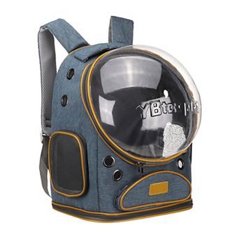 1 pc Pet Backpack Carrier Ventilated Travel Bag with Transparent Cover, 12.99x7.87x16.54 Inch