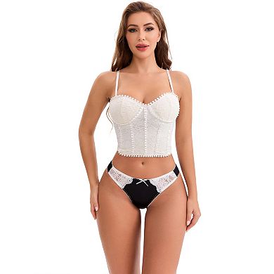 Women's Lace Trim Satin Elastic Low-Waisted Briefs Traceless Comfortable Breathable Hipsters