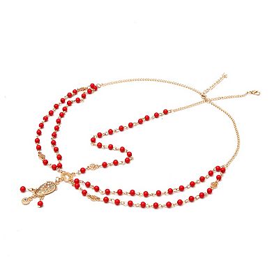 Headpiece Faux Diamond Wooden Beads Head Chain 1 Pc