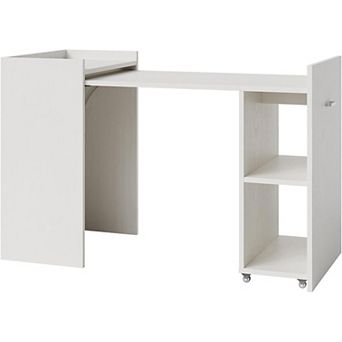 Folding Computer Desk with Storage Shelves, Extension Computer Table