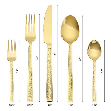 20 Piece Silverware Set, Stainless Steel with Texture Flatware Set for 4, Modern Cutlery Set