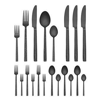 20 pc Silverware Set, Stainless Steel with Texture Flatware Set for 4, Modern Cutlery Set