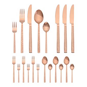 20 pc Silverware Set, Stainless Steel with Texture Flatware Set for 4, Modern Cutlery Set