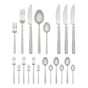 20 pc Silverware Set, Stainless Steel with Texture Flatware Set for 4, Modern Cutlery Set