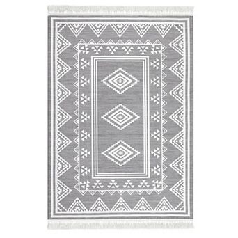 Boho Geometric Area Rug Machine Washable Vacuum Clean Ultra Thin Stain Resistant Carpet for Bedroom