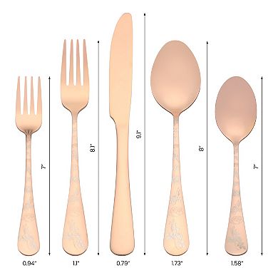 20 Piece Silverware Set, Stainless Steel Floral Flatware Set for 4, Set Includes Knife Forks Spoons