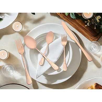 20 Piece Silverware Set, Stainless Steel Floral Flatware Set for 4, Set Includes Knife Forks Spoons