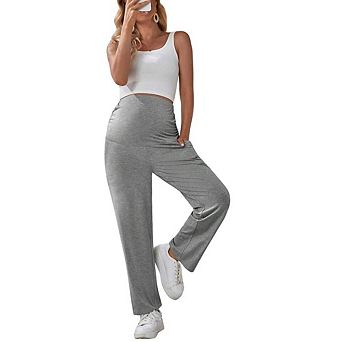 Women's High Waisted Pants Casual Stretchy Pants Maternity Trousers with Pockets