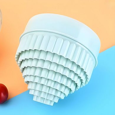 Plastic Cookie Cutter Set Light Green Double-Sided Wave Edge Baking Tools 8 Pcs