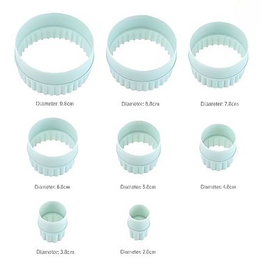 Plastic Cookie Cutter Set Light Green Double-Sided Wave Edge Baking Tools 8 Pcs