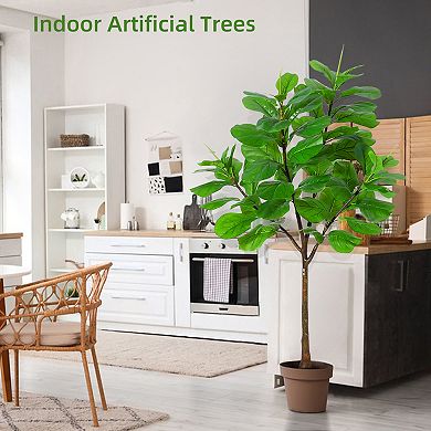 5.8FT Artificial Fiddle Leaf Fig Tree with 65 Leaves, Green