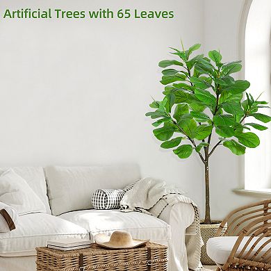 5.8FT Artificial Fiddle Leaf Fig Tree with 65 Leaves, Green