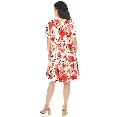 Women's V-Neck Vintage Floral Short Sleeve Dress