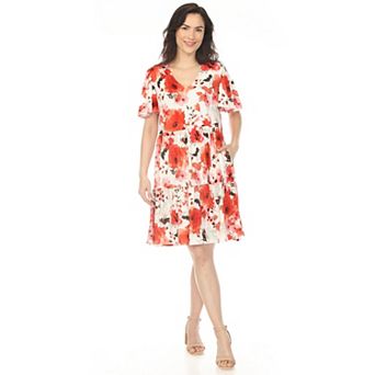 Women's V-Neck Vintage Floral Short Sleeve Dress
