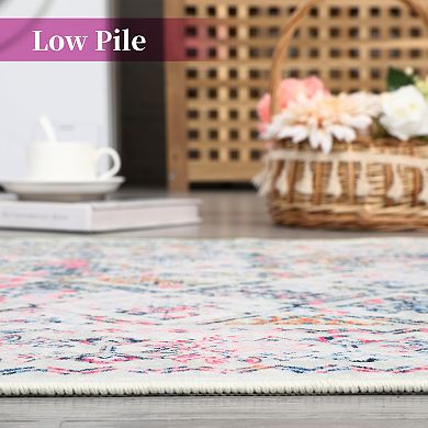 Medallion Area Rug Machine Washable Non Slip Non Shedding Stain Resistant Floor Cover for Bedroom
