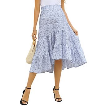 Women's High Waist Maternity Skirts Ruffled Tiered Casual A Line Swing Skirts