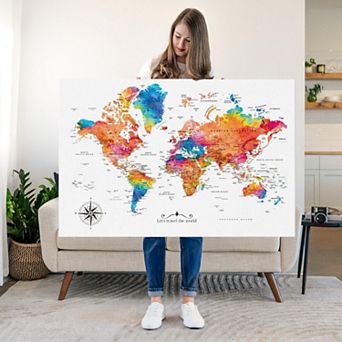 Let's Travel III Push Pin World Map