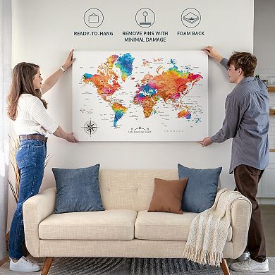 Let's Travel III Push Pin World Map