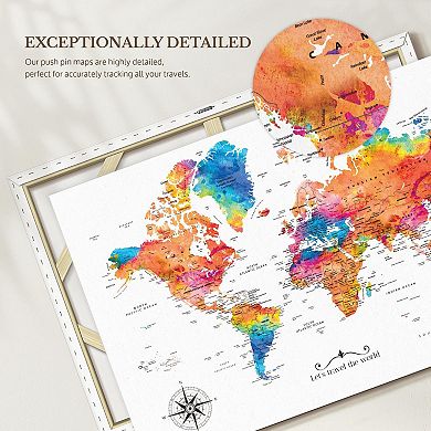 Let's Travel III Push Pin World Map