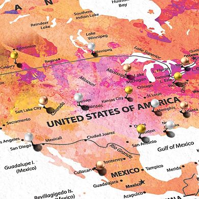 Let's Travel III Push Pin World Map